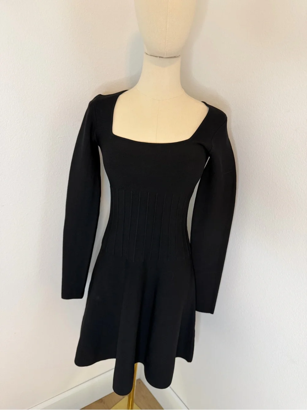 staud black dress long sleeve STAUD Dolce Cutout Waist Long Sleeve Dress in Black/Black